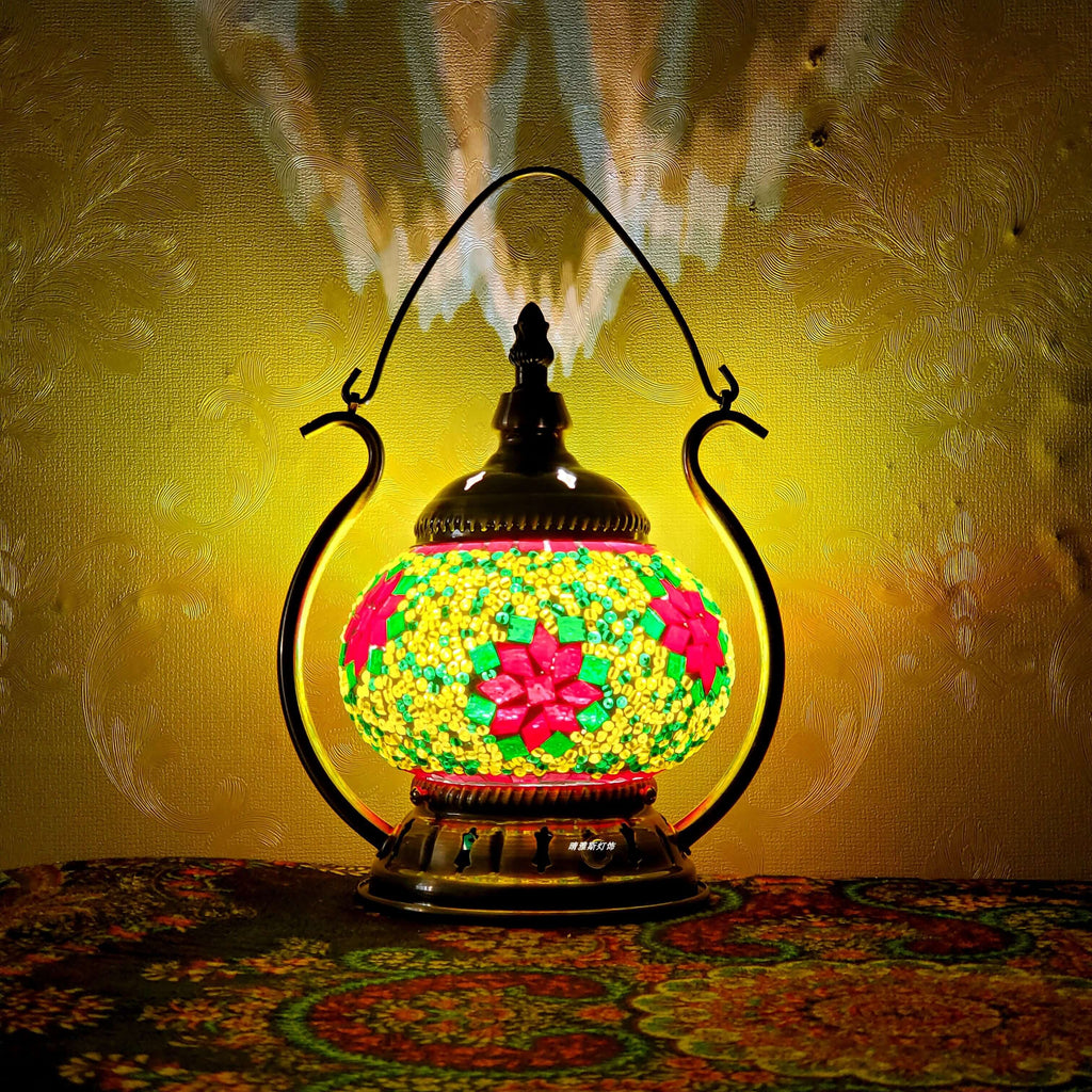 Moroccan Stained Glass Round Pot USB Rechargeable LED Portable Table Lamp Lumendat