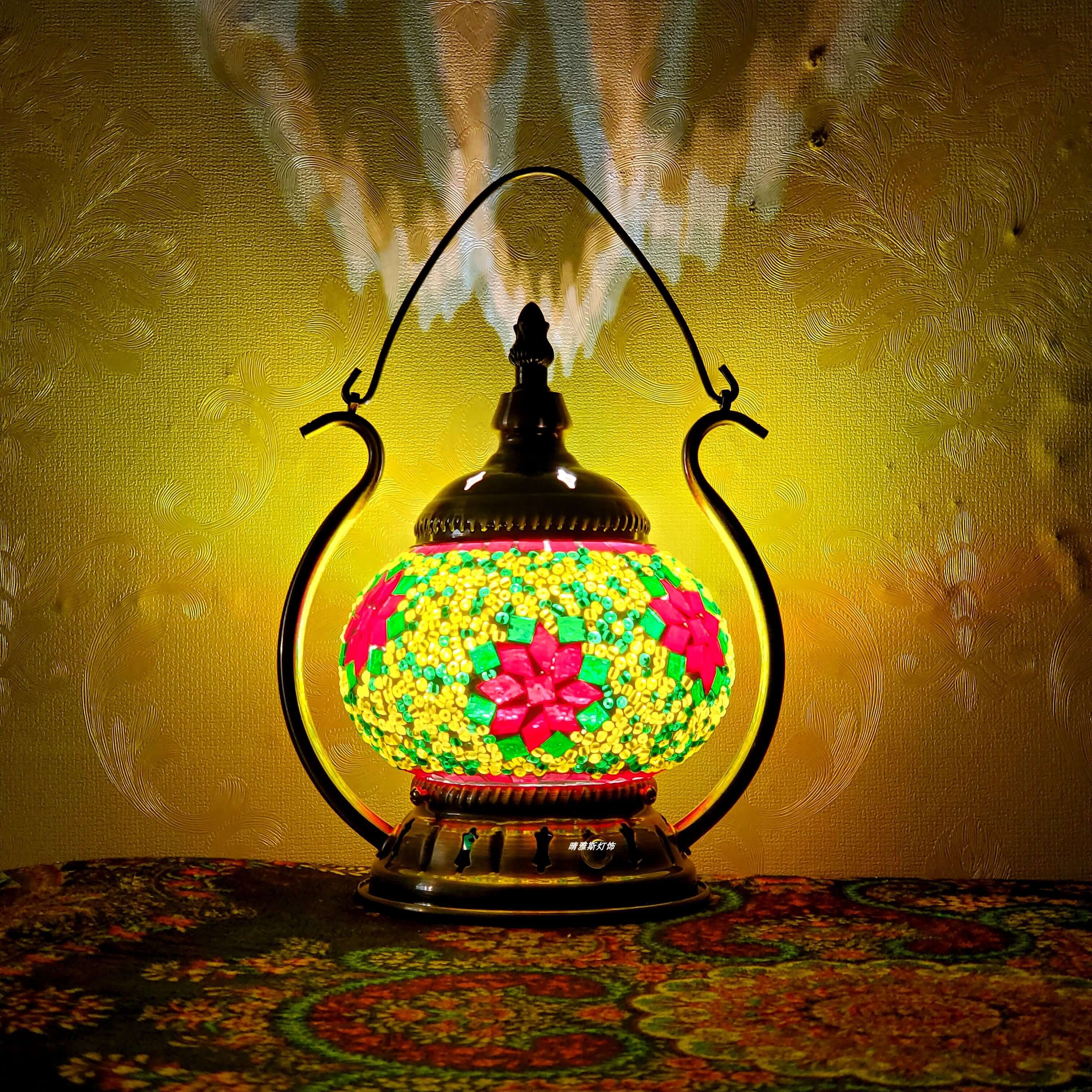 Moroccan Stained Glass Round Pot USB Rechargeable LED Portable Table Lamp Lumendat