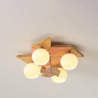 Scandinavian Modern Childlike Giraffe Diamond Pentagram Windmill Iron Wood Glass 4/5 Light Semi-Flush Mount Ceiling Light Lumendat