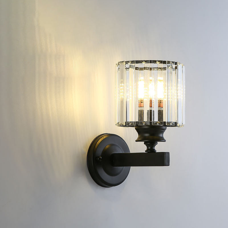 Modern Minimalist Oval Cylinder Hardware Crystal 1-Light Wall Sconce Lamp For Bedroom Lumendat