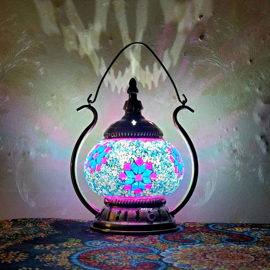 Moroccan Stained Glass Round Pot USB Rechargeable LED Portable Table Lamp Lumendat