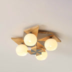 Scandinavian Modern Childlike Giraffe Diamond Pentagram Windmill Iron Wood Glass 4/5 Light Semi-Flush Mount Ceiling Light Lumendat