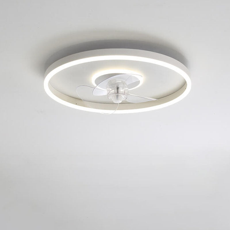 Contemporary Nordic Round Iron Silicone Aluminum Invisible LED Flush Mount Ceiling Fan Light For Living Room & Bedroom Lumendat