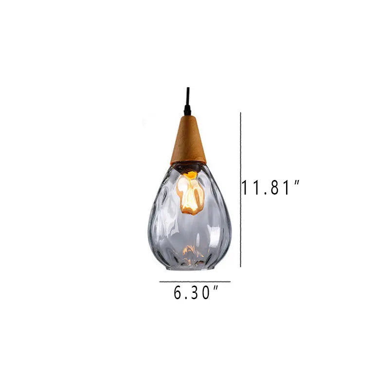 Water Ripple Glass 1-light Drop Shaped Pendant Light Lumendat