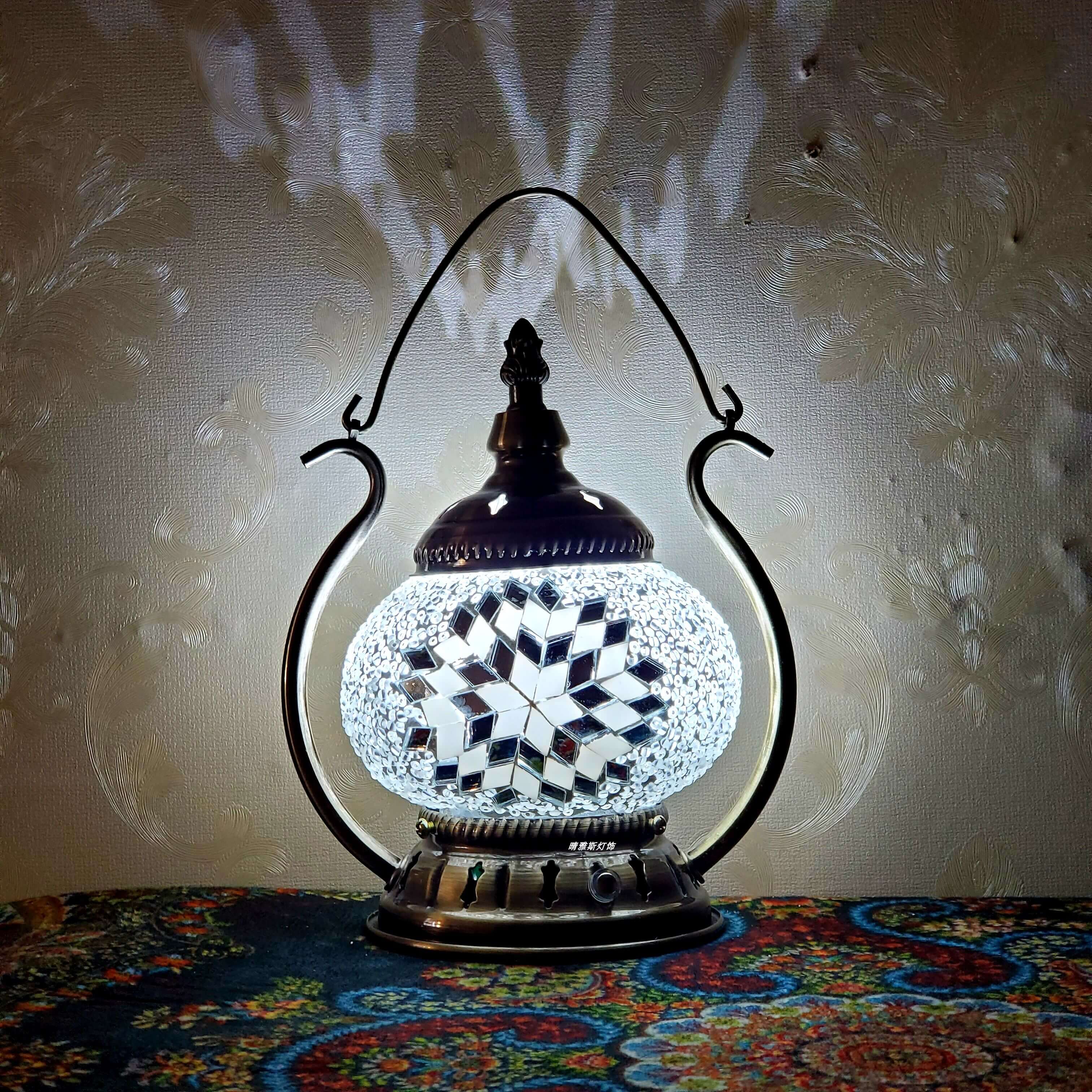 Moroccan Stained Glass Round Pot USB Rechargeable LED Portable Table Lamp Lumendat