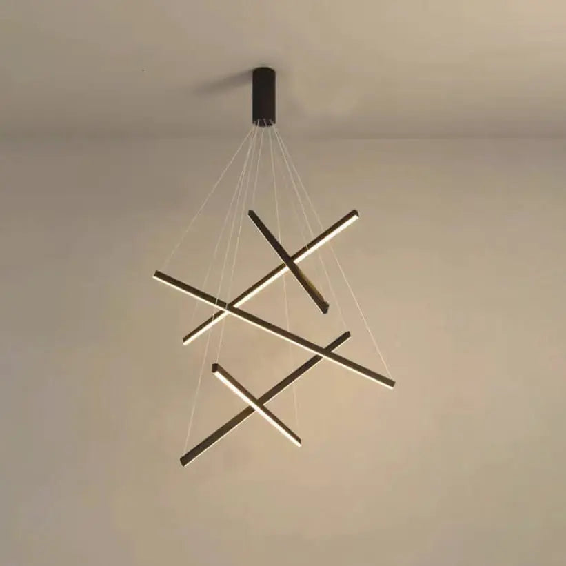 Nordic Light Luxury Iron Aluminum Geometric Line Combination LED Chandelier Lumendat