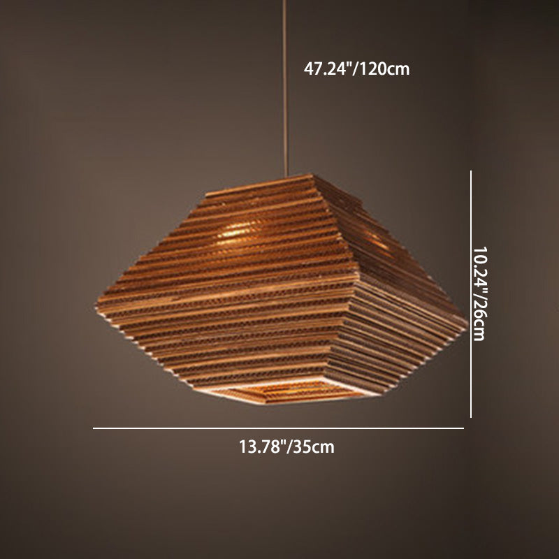 Contemporary Retro Paper Elliptic Spherical Bell Trapezoid Semicircle Polygonal 1-light Pendant Light for Dining Room
