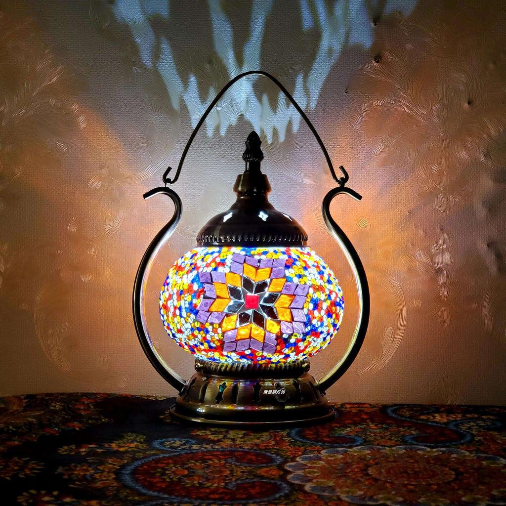 Moroccan Stained Glass Round Pot USB Rechargeable LED Portable Table Lamp Lumendat