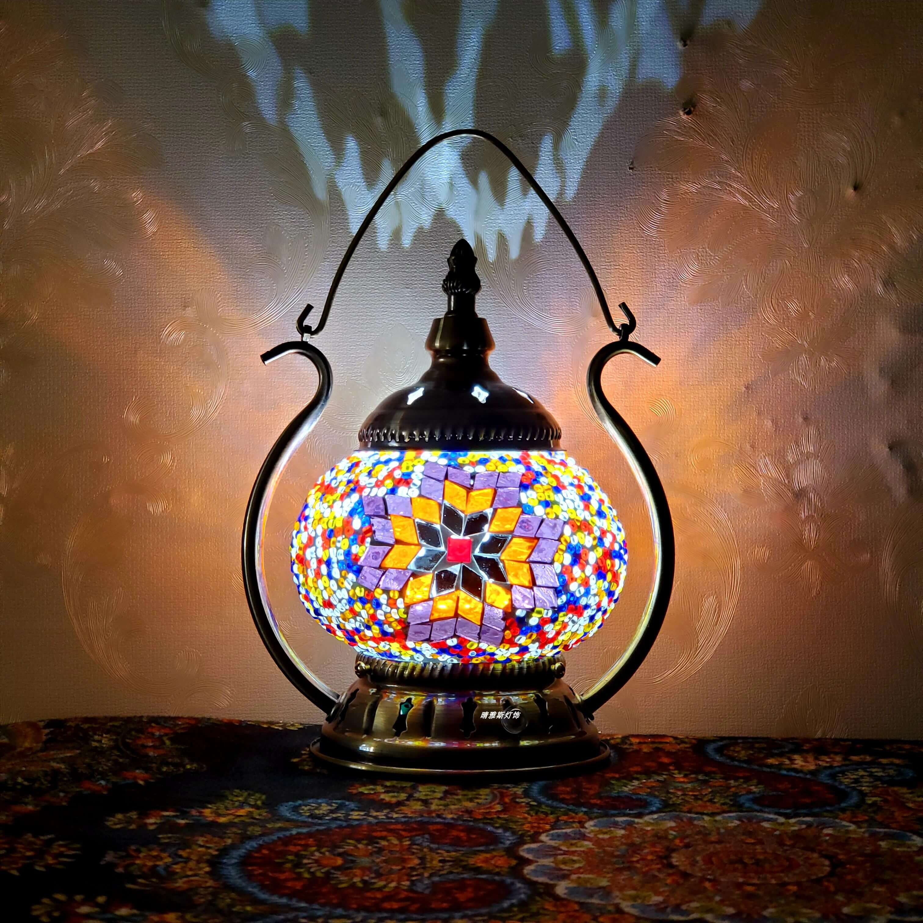 Moroccan Stained Glass Round Pot USB Rechargeable LED Portable Table Lamp Lumendat
