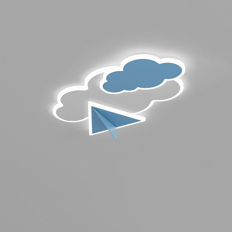 Lumendat Contemporary Creative Kids Iron Acrylic Plane Cloud Astronaut LED Flush Mount Ceiling Light For Bedroom Lumendat
