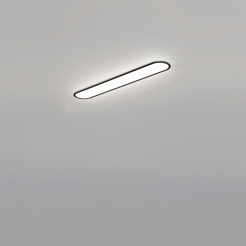 Modern Minimalist Iron Aluminum Acrylic Strip Elliptical LED Flush Mount Ceiling Light for Hallway