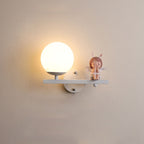 Contemporary Creative Kids Girls Unicorn Orb Resin Iron Glass 1-Light Wall Sconce Lamp For Bedroom Lumendat