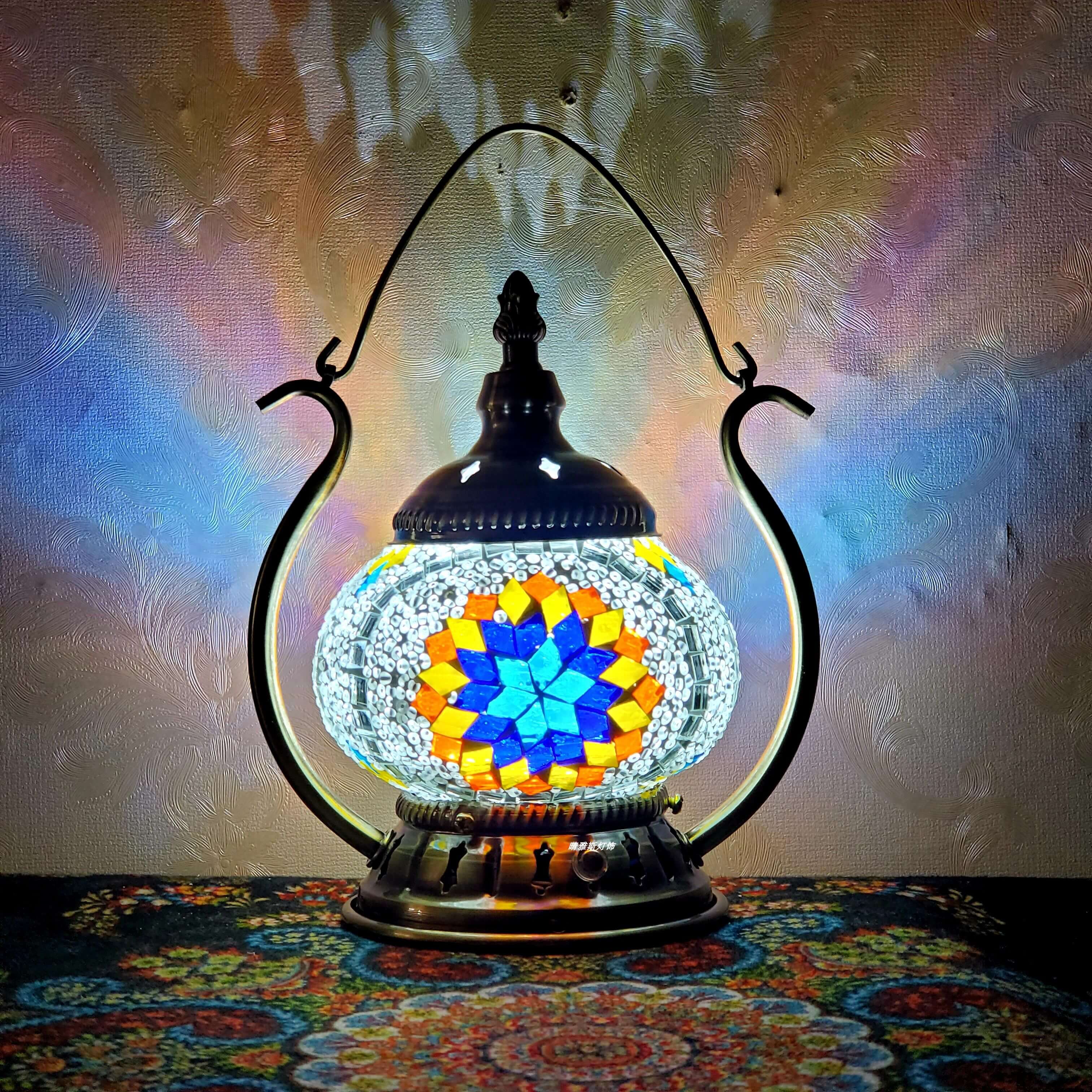 Moroccan Stained Glass Round Pot USB Rechargeable LED Portable Table Lamp Lumendat