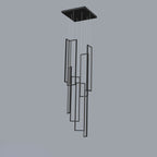 Modern Minimalist Iron Aluminum Silica Rectangular Square Ceiling Plate LED Chandelier for Stairway BulbSquare