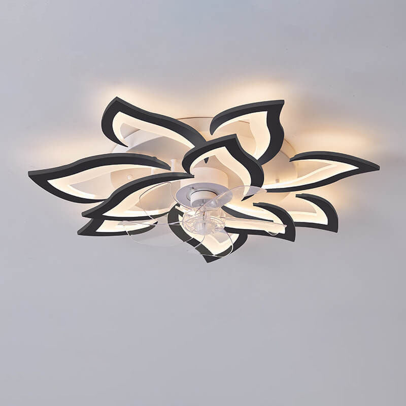 Scandinavian Modern Luxury Flower Iron Acrylic Plastic LED Flush Mount Ceiling Fan Light Lumendat