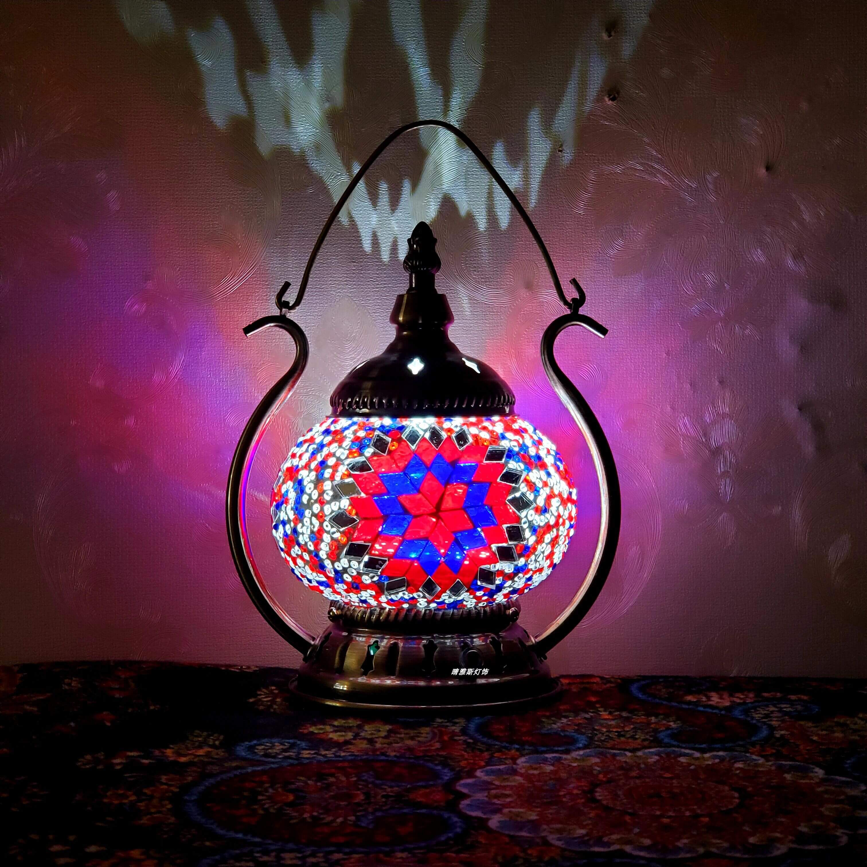 Moroccan Stained Glass Round Pot USB Rechargeable LED Portable Table Lamp Lumendat