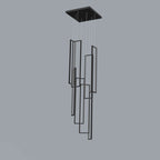Modern Minimalist Iron Aluminum Silica Rectangular Square Ceiling Plate LED Chandelier for Stairway BulbSquare