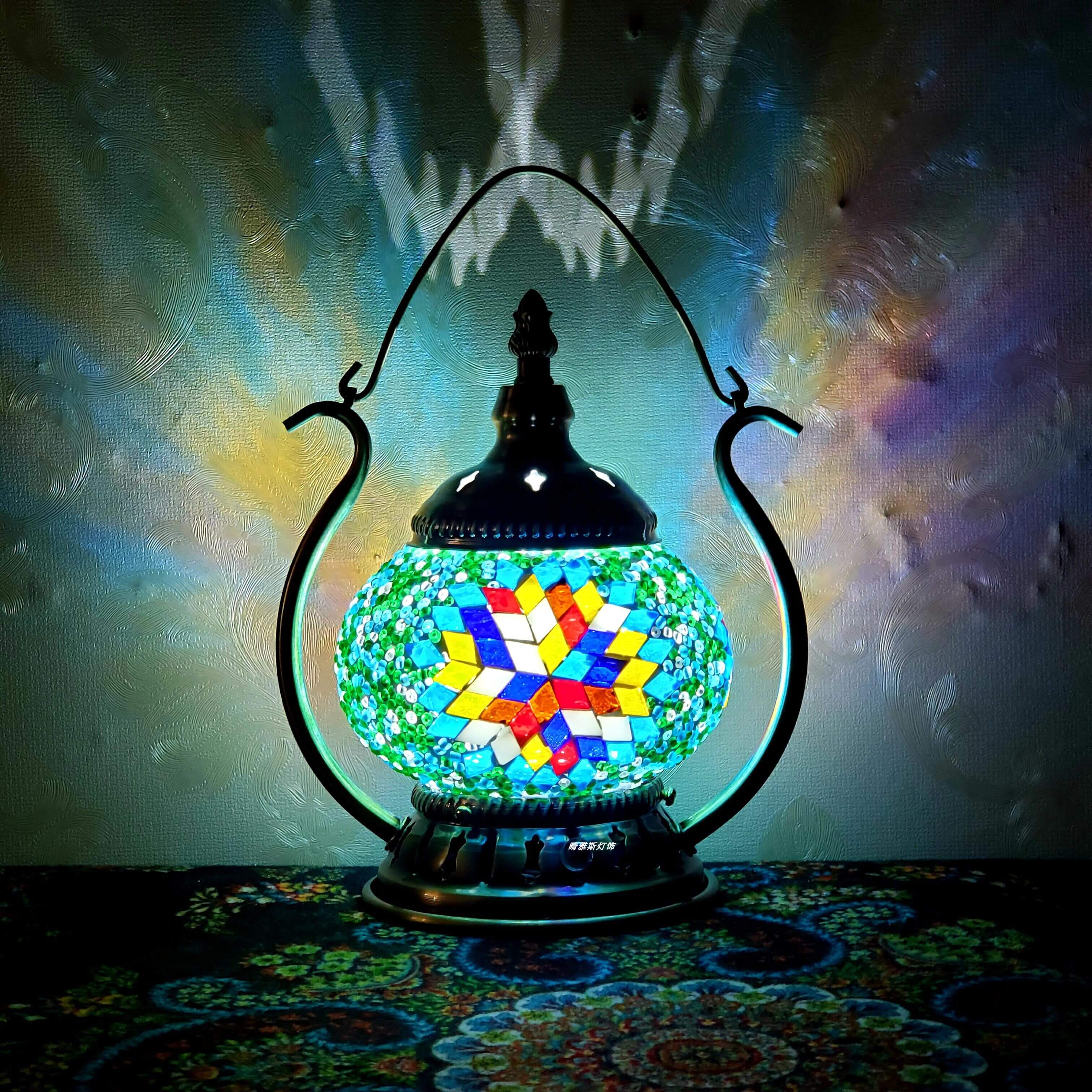 Moroccan Stained Glass Round Pot USB Rechargeable LED Portable Table Lamp Lumendat
