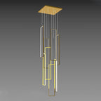 Modern Minimalist Iron Aluminum Silica Rectangular Square Ceiling Plate LED Chandelier for Stairway BulbSquare