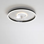Contemporary Nordic Round Iron Silicone Aluminum Invisible LED Flush Mount Ceiling Fan Light For Living Room & Bedroom Lumendat