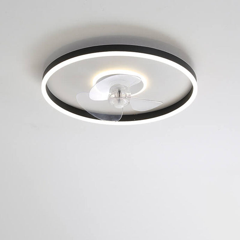 Contemporary Nordic Round Iron Silicone Aluminum Invisible LED Flush Mount Ceiling Fan Light For Living Room & Bedroom Lumendat