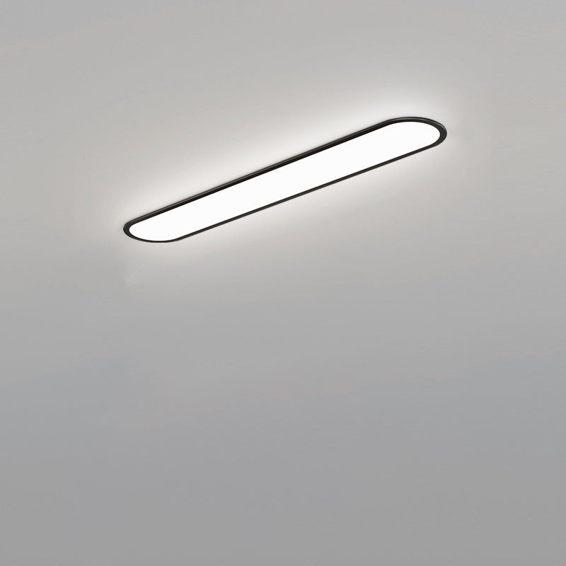 Modern Minimalist Iron Aluminum Acrylic Strip Elliptical LED Flush Mount Ceiling Light for Hallway