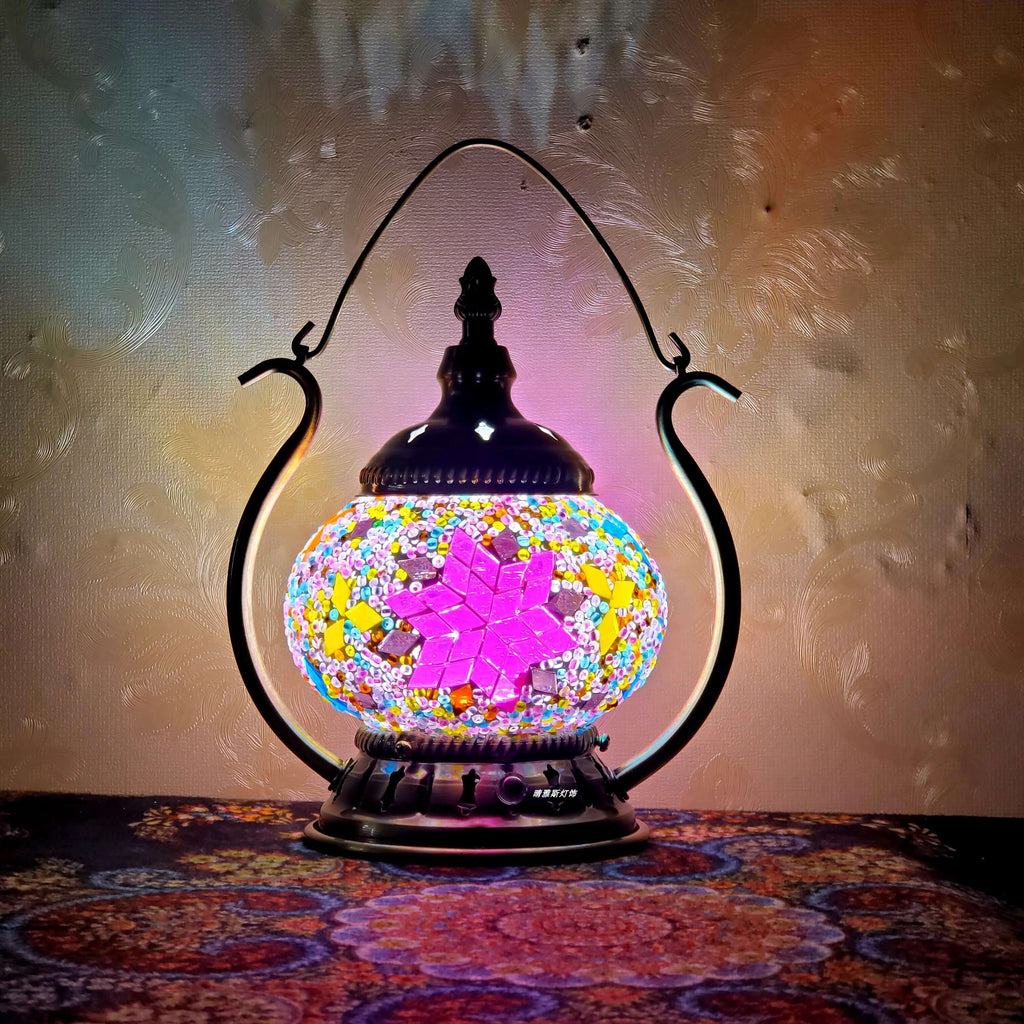 Moroccan Stained Glass Round Pot USB Rechargeable LED Portable Table Lamp Lumendat