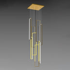 Modern Minimalist Iron Aluminum Silica Rectangular Square Ceiling Plate LED Chandelier for Stairway BulbSquare
