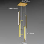 Modern Minimalist Iron Aluminum Silica Rectangular Square Ceiling Plate LED Chandelier for Stairway BulbSquare
