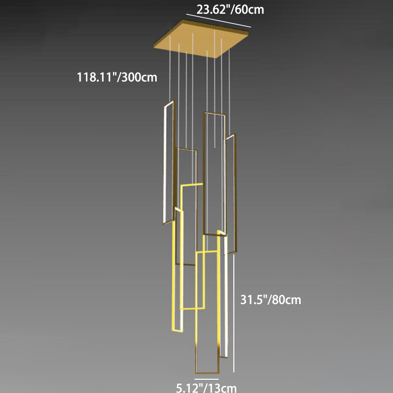 Modern Minimalist Iron Aluminum Silica Rectangular Square Ceiling Plate LED Chandelier for Stairway BulbSquare
