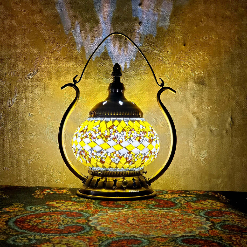 Moroccan Stained Glass Round Pot USB Rechargeable LED Portable Table Lamp Lumendat