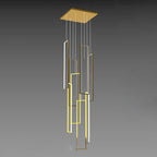 Modern Minimalist Iron Aluminum Silica Rectangular Square Ceiling Plate LED Chandelier for Stairway BulbSquare