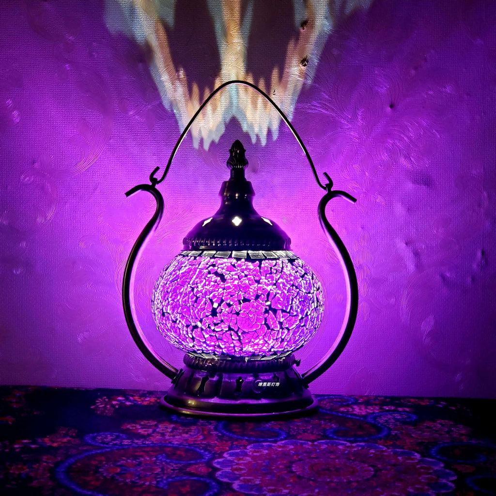 Moroccan Stained Glass Round Pot USB Rechargeable LED Portable Table Lamp Lumendat