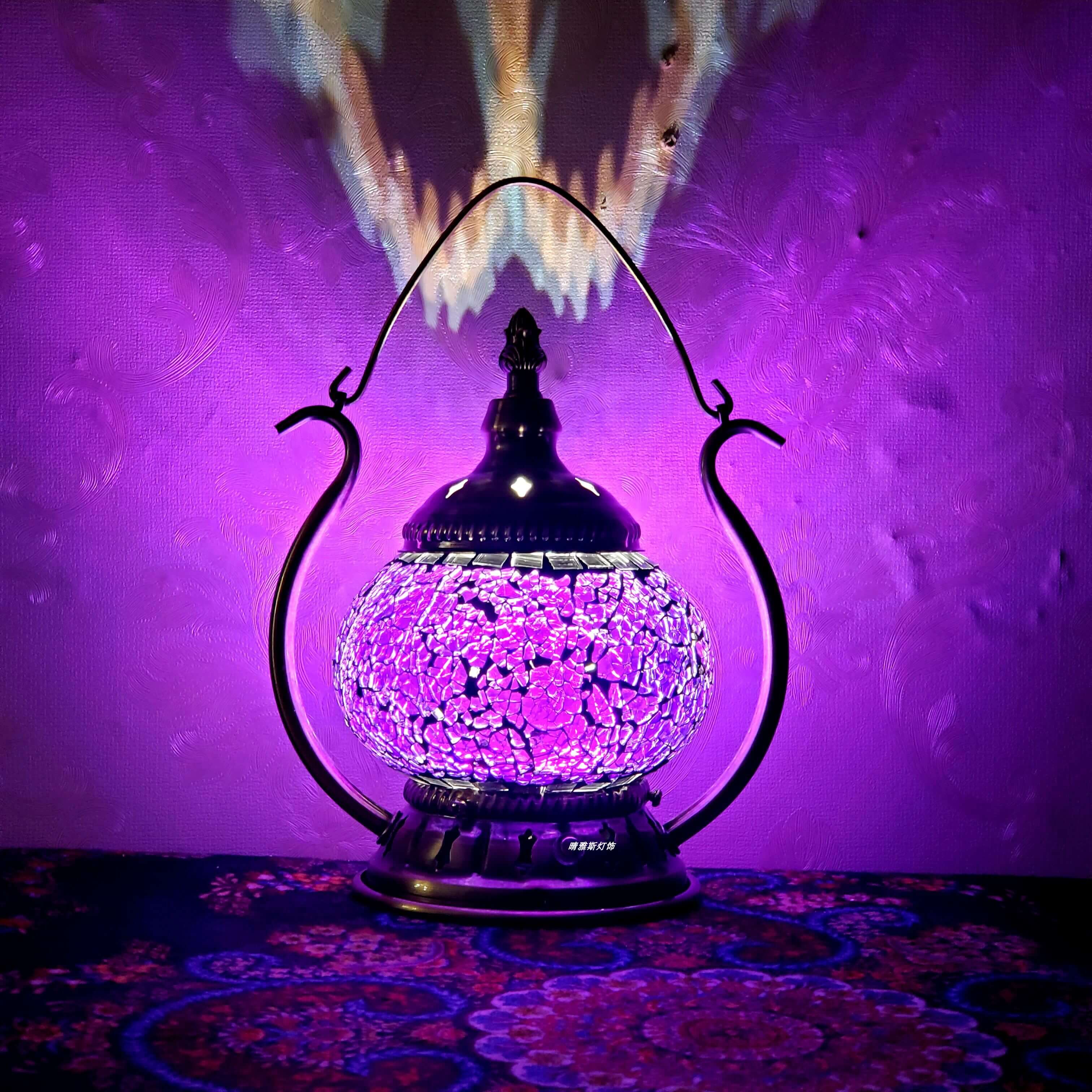 Moroccan Stained Glass Round Pot USB Rechargeable LED Portable Table Lamp Lumendat