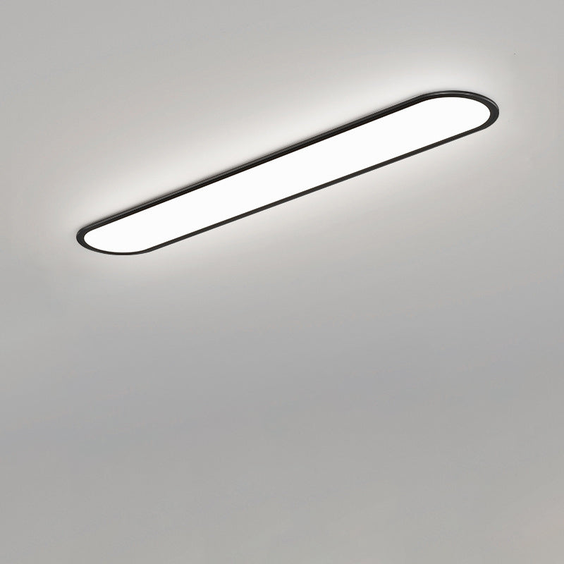 Modern Minimalist Iron Aluminum Acrylic Strip Elliptical LED Flush Mount Ceiling Light for Hallway
