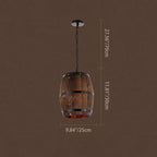 Traditional Rustic Round Wooden Wine Barrel 1-light Single Barrel Pendant Light for Dining Room Lumendat