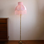 Traditional Vintage Cylinder Semicircle Tassel Fabric Copper 1-Light Standing Floor Lamp For Living Room Lumendat