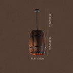 Traditional Rustic Round Wooden Wine Barrel 1-light Single Barrel Pendant Light for Dining Room Lumendat
