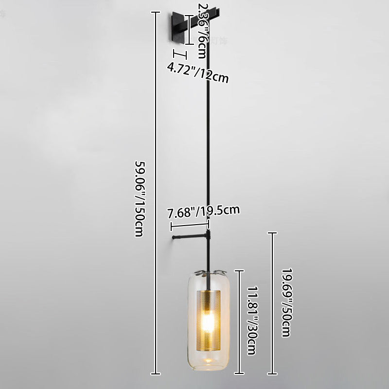 Modern Minimalist Cylinder Clear Glass 1-Light Long Wall Sconce Lamp For Living Room
