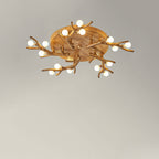 Contemporary Scandinavian Polymer Tree Branch Texture Glass Ball Shade 9/12/15-Light Semi-Flush Mount Ceiling Light For Living Room