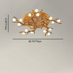 Contemporary Scandinavian Polymer Tree Branch Texture Glass Ball Shade 9/12/15-Light Semi-Flush Mount Ceiling Light For Living Room