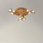 Contemporary Scandinavian Polymer Tree Branch Texture Glass Ball Shade 9/12/15-Light Semi-Flush Mount Ceiling Light For Living Room