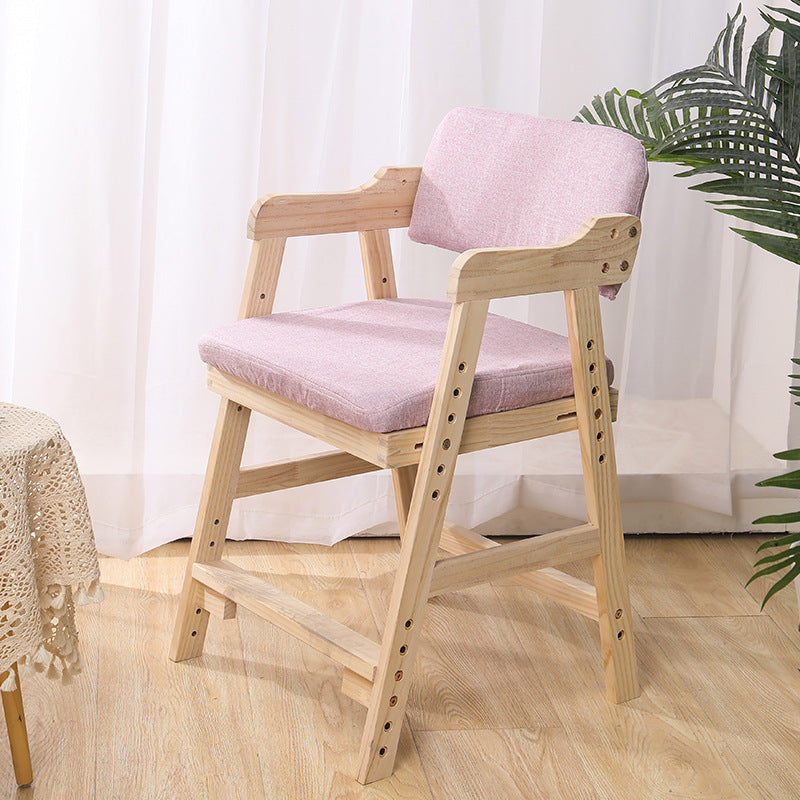 Lumendat Modern Minimalist Adjustable Solid Pine Wood Cotton Linen Foam Sponge Kids Chair For Bedroom Lumendat
