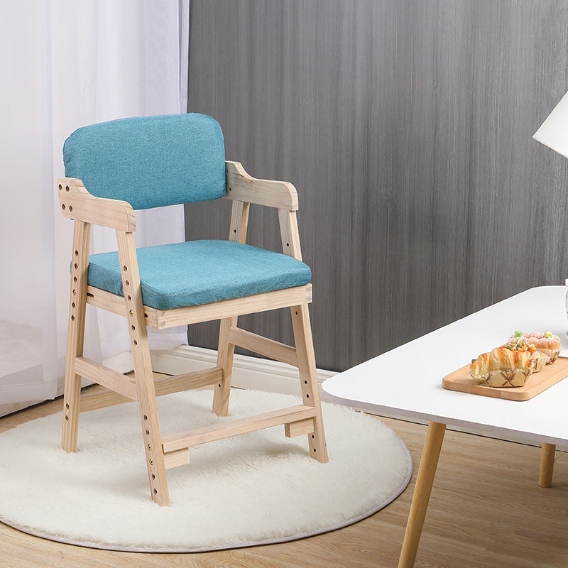 Lumendat Modern Minimalist Adjustable Solid Pine Wood Cotton Linen Foam Sponge Kids Chair For Bedroom Lumendat