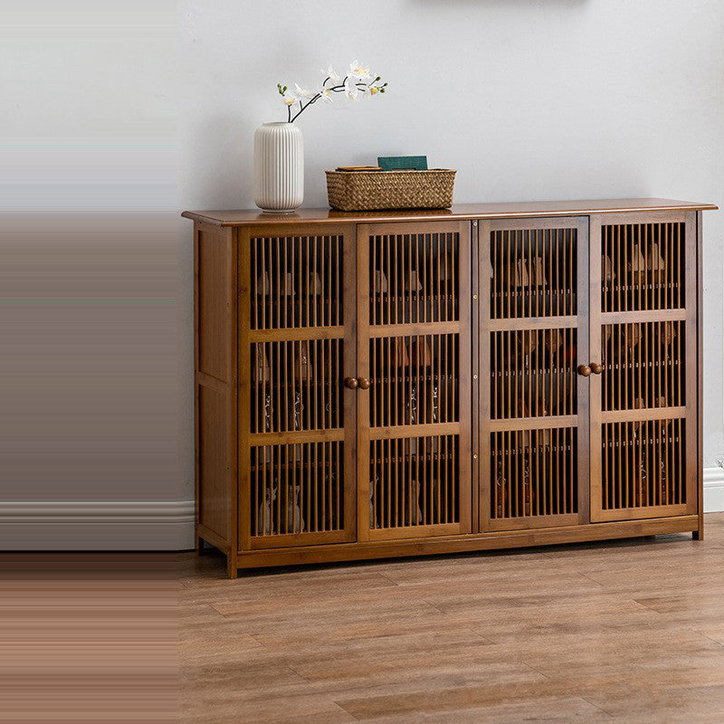 Traditional Rustic Rectangular Bamboo Medium Density Fiberboard Shoe Storage 2-Cabinet For Entryways Lumendat