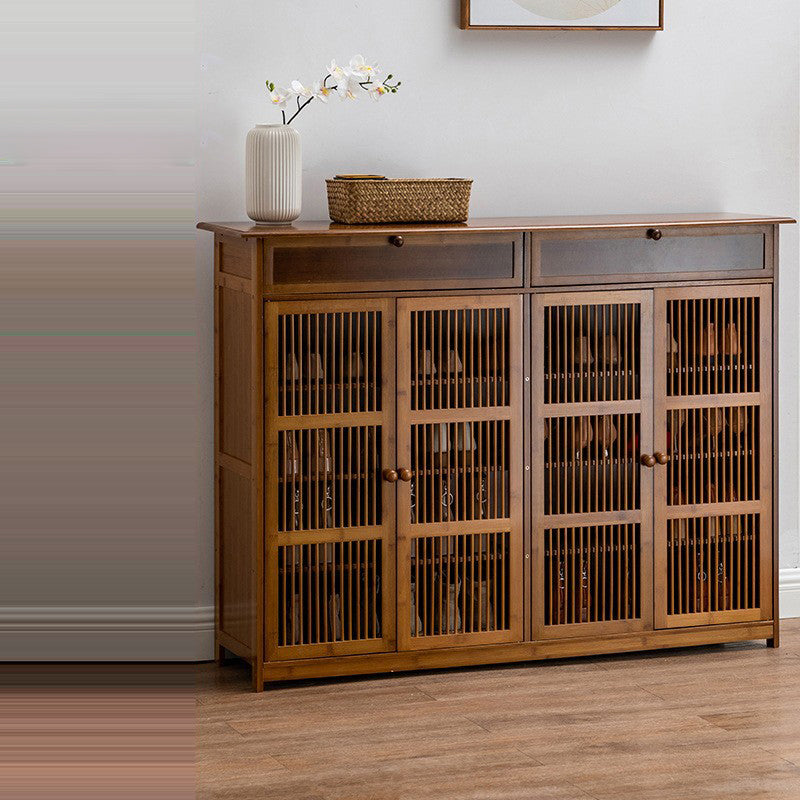 Traditional Rustic Rectangular Bamboo Medium Density Fiberboard Shoe Storage 2-Cabinet For Entryways Lumendat