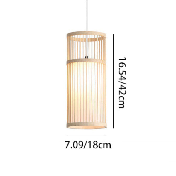 Japanese Zen Bamboo Weaving Lantern 1-light Pendant Light BulbSquare