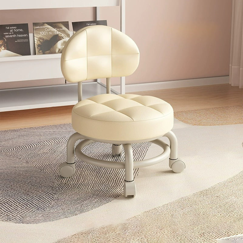 Lumendat Modern Minimalist Round Artificial Leather Wood Iron Chair Backrest Armless For Living Room Lumendat