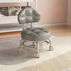 Lumendat Modern Minimalist Round Artificial Leather Wood Iron Chair Backrest Armless For Living Room Lumendat