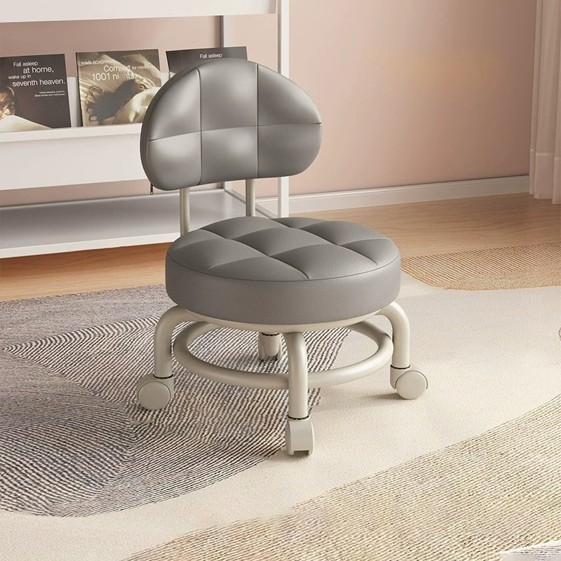 Lumendat Modern Minimalist Round Artificial Leather Wood Iron Chair Backrest Armless For Living Room Lumendat